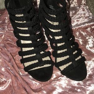 Black, Xappeal heeled shoes, silver zipper